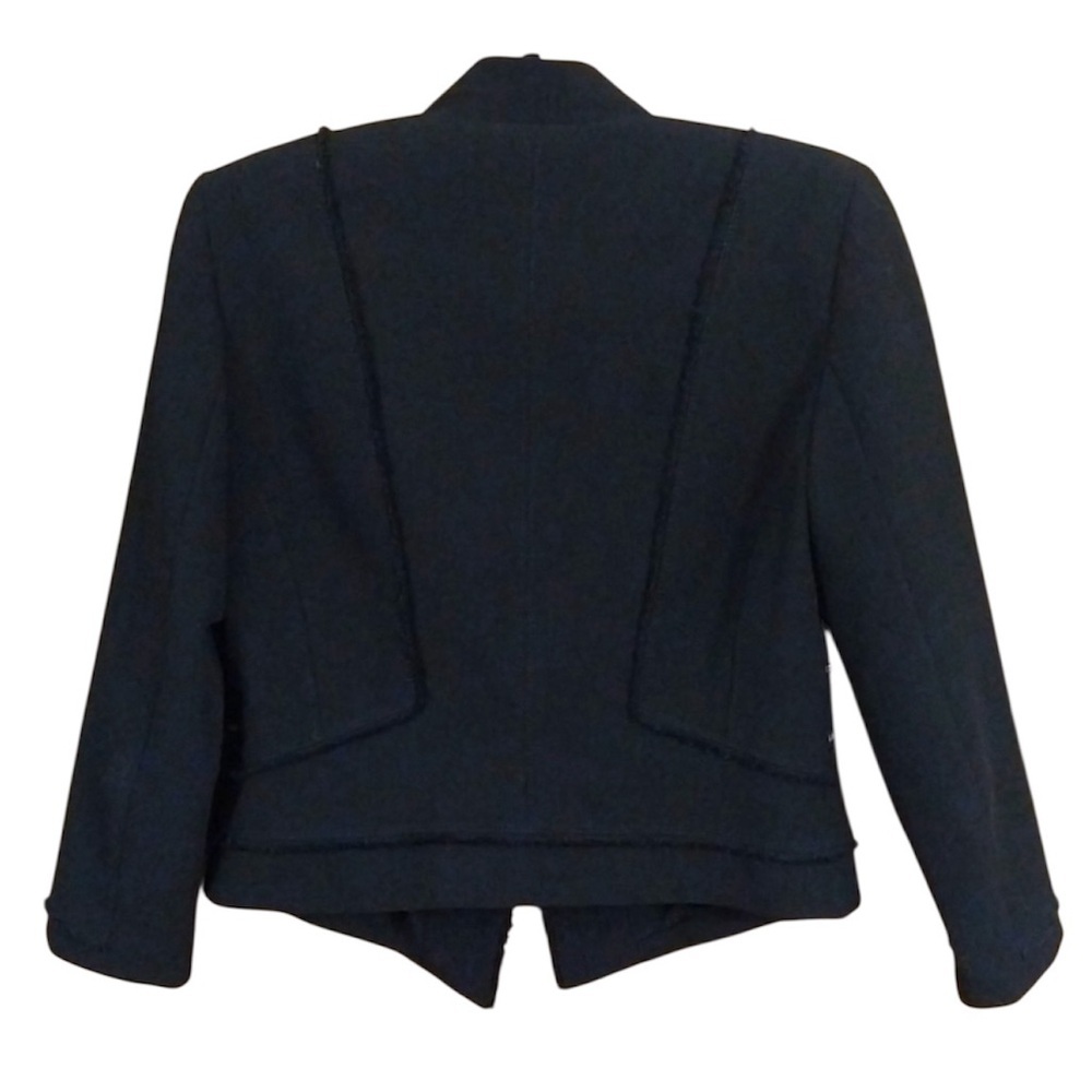 🖤EUC•WHBM Black Raw Edge Moto Jacket with silver zippers. Size 8. - Picture 7 of 11